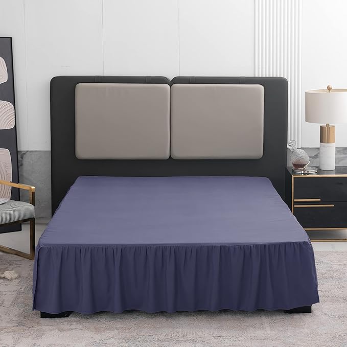 TSUTOMI Navy Blue Bed Skirt King Size Ruffled Bed Skirt with Split Corners, King Bed Skirt 18 Inch Drop, King Size Bed Skirt Navy Blue for Ruffled Bed Skirt with Split Corners, Bed Skirt King Size