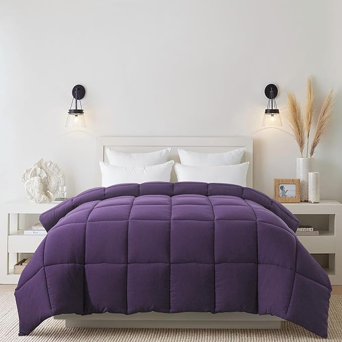 Cosybay Down Alternative Comforter (Purple, Twin) - All Season Soft Quilted Twin Size Bed Comforter - Duvet Insert with Corner Tabs -Winter Summer Warm Fluffy, 64x88 inches