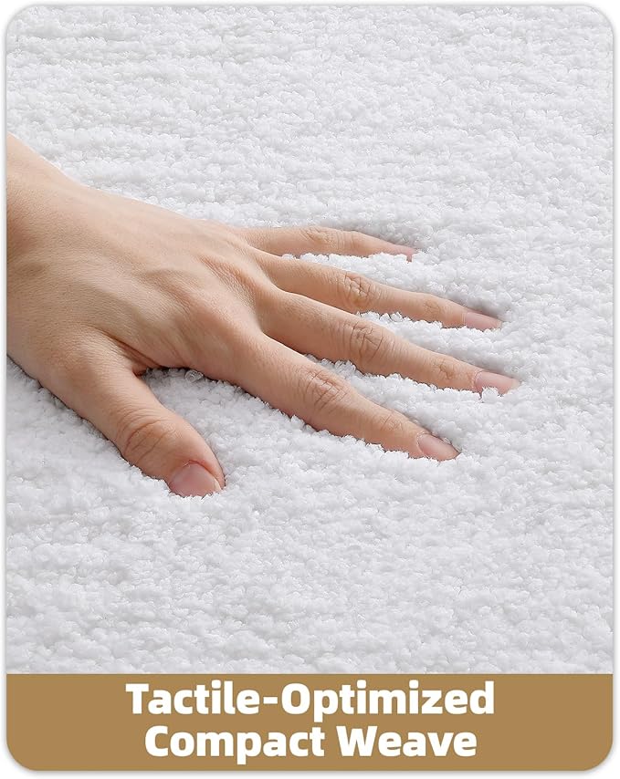 Color&Geometry White Bathroom Rugs, Absorbent, Non Slip, Soft, Washable, Quick Dry, 16"x24" Small White Bath Mats for Bathroom, Microfiber Shower Mat Bath Rug