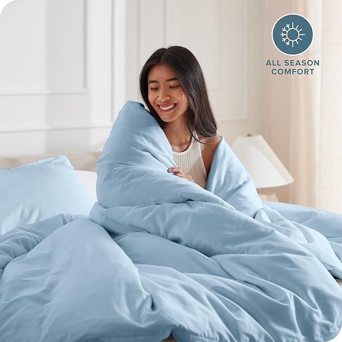 Bare Home Bedding Duvet Cover Queen Size - Premium 1800 Super Soft Collection - Lightweight, Cooling Duvet Cover - Soft Breathable Bedding (Queen, Light Blue)