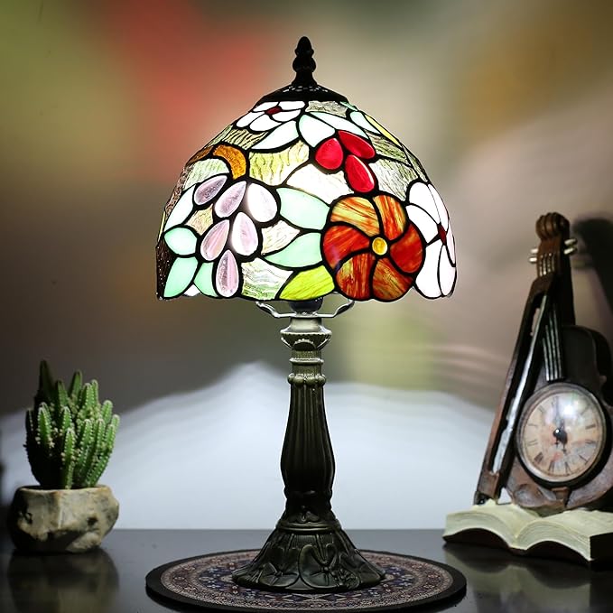Tiffany Table lamp, Suitable for Bedroom nightstands and Living Rooms. A Colored Glass Table lamp with a Size of 8 inches, which can be Used as a Reading lamp for Home and Office.