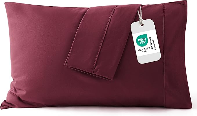 Bedsure Pillow Cases Standard Size Set of 2 - Burgundy Brushed Microfiber Pillowcases, Super Soft and Cozy Pillow Case Covers with Envelope Closure, Wrinkle, Fade and Stain Resistant, 20x26 Inches