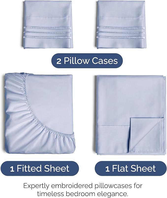 Cal King Size 4 Piece Sheet Set - Extra Soft, Breathable, and Cooling Sheets - Hotel Luxury Bed Sheets for Women & Men - Deep Pockets, Easy-Fit & Wrinkle-Free - Light Dusty Purple Oeko-Tex Bed Sheets