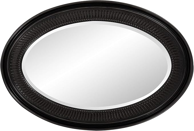 Howard Elliott Ethan Black Oval Decorative Wall Hanging Mirror, Vintage Oval Mirror for Wall Decor Resin Frame Vanity Mirror Perfect for Living Room, Bedroom & Home Decor, 21 x 31 Inch