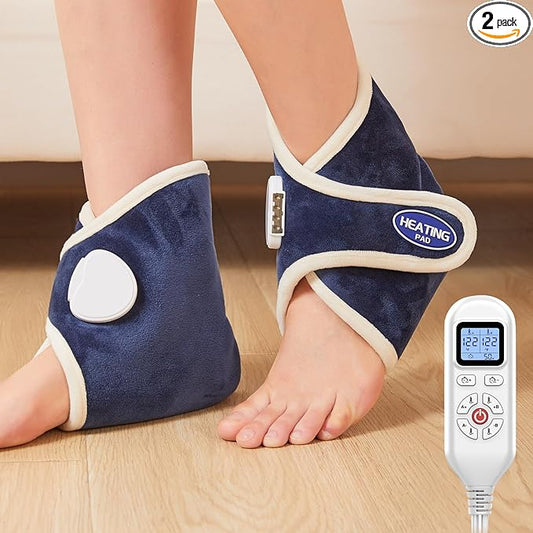 JOBYNA 2 Pack Heated Ankle Wrap for Ankle Pain Relief, Deep-Penetrating Electric Feet Warmers for Women and Men, 86℉-158℉ & Auto Shut Off