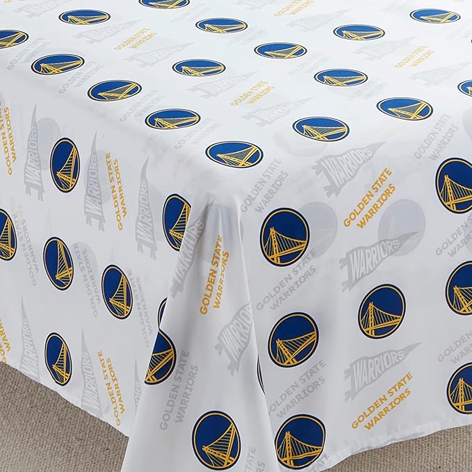 NORTHWEST Officially Licensed Golden State Warriors NBA Full Size Sheet Set – Soft Team Logo Bedding for Dorms, Bedrooms, Fan Caves & Game Day Style