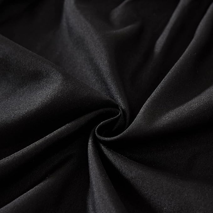 MEILA Wrap Around Bed Skirt Three Fabric Sides Elastic Dust Ruffled 18 Inch Tailored Drop,Easy to Install Fade Resistant-Black, Queen/King