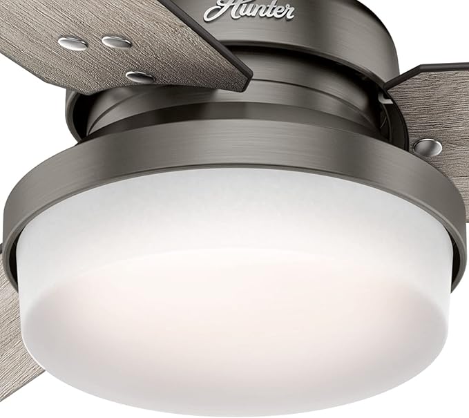 Hunter 52 inch Indoor Ceiling Fan with LED Light and Remote Control - Standard Mount Ceiling Fan, 3 Blades, For Bedroom, Living Room, or Kitchen - Sentinel 59211, Brushed Slate