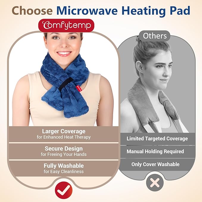 Comfytemp Heating Pad for Neck Shoulders Microwavable, FSA Eligible HSA, 33"×4", Moist Heat Neck Wrap Warmer for Pain Relief, Microwave Heating Pad Warm Compress, Christmas Gifts for Women Seniors