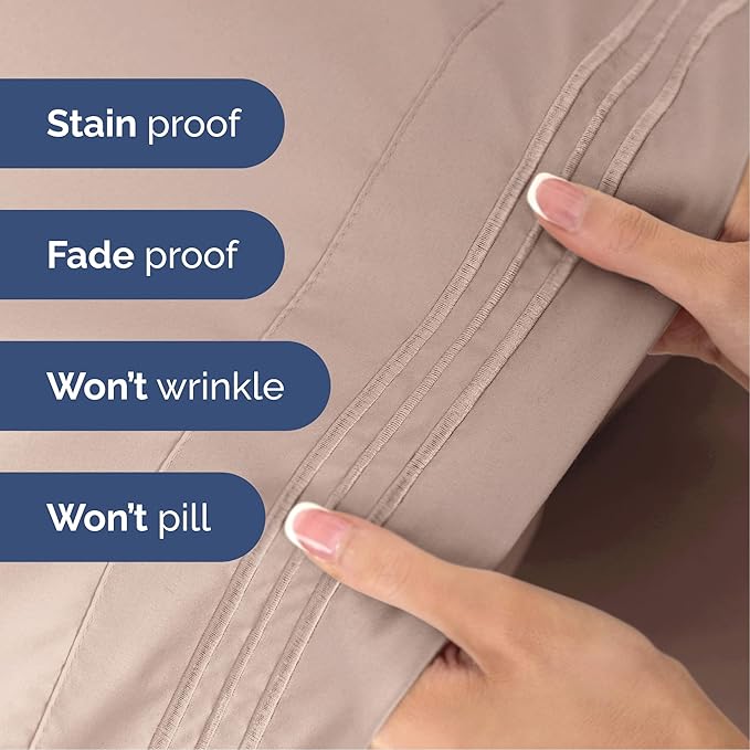 Queen Size 4 Piece Sheet Set - Extra Soft, Breathable & Cooling Sheets - Hotel Luxury Durable Bed Sheets for Women & Men - Deep Pockets, Easy-Fit & Wrinkle-Free Sheets - Dusty Pink Oeko-Tex Bed Sheets