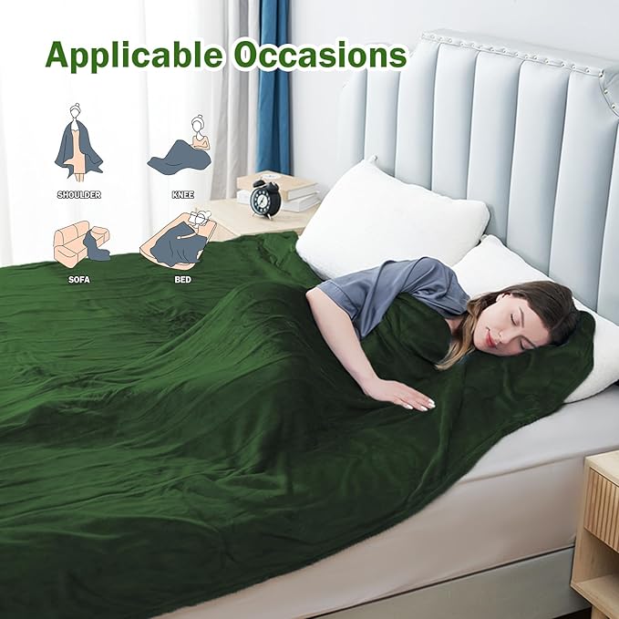 Electric Heated Blanket Full Size 72”x84”,Cozy Soft Warmth with 5 Heating Settings 10 Hours Auto-Off, Long Cord Energy-Saving, for Bed, Fast Heating Machine Washable, Green