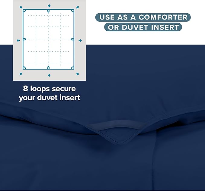 Bare Home Duvet Insert Comforter - Full Size - Goose Down Alternative - Ultra-Soft - Premium 1800 Series - All Season Warmth - Bedding Comforter (Full, Dark Blue)