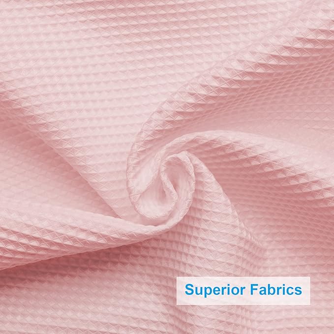 AmazerBath Blush Pink Shower Curtain Fabric, Waffle Shower Curtain Heavy Duty 240GSM, Hotel Quality Bathroom Shower Curtains, 72 x 72 Inches