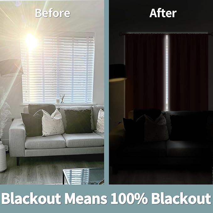 BGment Terracotta 100% Blackout Curtains for Living Room, Fall Full Room Darkening Noise Reducing Bedroom Curtains 84 Inch Length, Thermal Insulated Rod Pocket Window Drapes 2 Panels, 52 Inch Wide