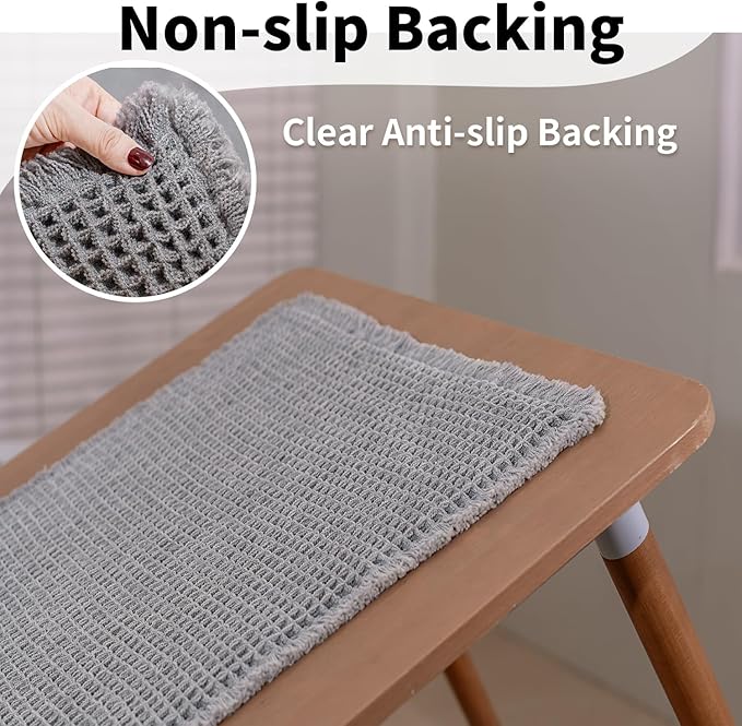Waffle Bath Mat - Boho Bathroom Rugs Non Slip Washable, Super Absorbent & Quick Dry, Soft Bath Mat Farmhouse Bathroom Decor, 20'' x 32'', Light Grey
