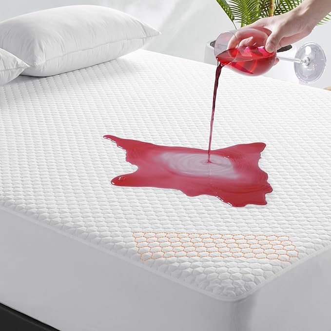 MERITLIFE 100% Waterproof Mattress Protector King Size,Cooling Breathable Mattress Pad Cover 3D Air Fabric,8-21" Extra Deep Pocket,Washable,Noiseless (Beehive,King 78"x80")