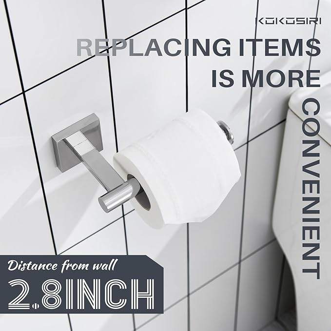 KOKOSIRI Toilet Paper Holder for Bathroom Toilet Roll Holder Hold Mega Rolls Wall Mounted, Polished Chrome Stainless Steel 2 Pack, B2008CH-P2