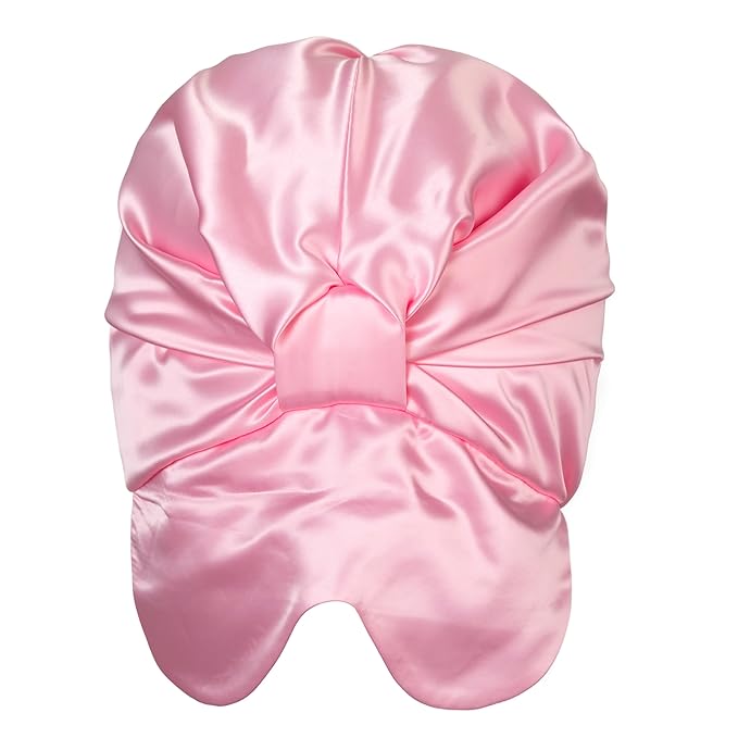 Pink Satin Bonnet Silk Hair Bonnet for sleeping Adjustable Silk Bonnet Double Layer Satin Lined Hair Bonnet with Soft Elastic Band for Women Hats