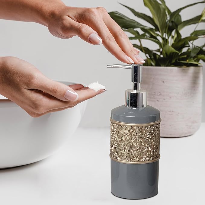 Decozen Bathroom Accessories Set 6Pcs – Soap Dispenser, Toothbrush Holder, Tumbler, Soap Dish & Cotton Swab Jar – Modern Bathroom Decor, Bath Set for Christmas Decor
