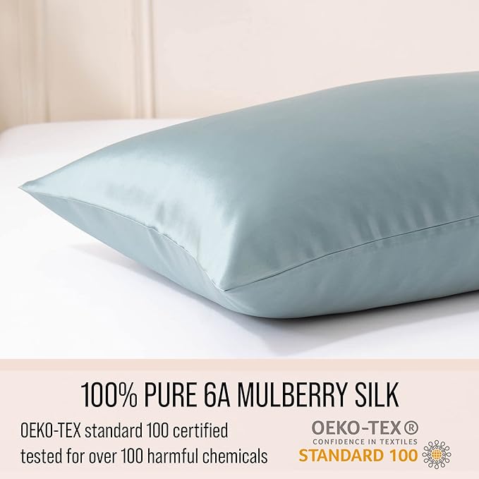 Bella Coterie Luxury Silk Pillowcase for Hair and Skin | 30 Momme | 100% Pure 6A Mulberry Silk | Super Soft | Perfectly Plush [King, Slate Blue]