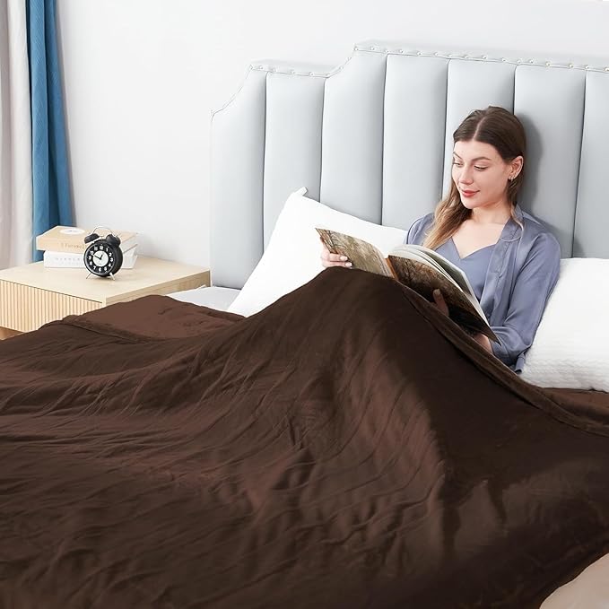 Electric Heated Blanket Full Size 72”x84”,Cozy Soft Warmth with 5 Heating Settings 10 Hours Auto-Off, Long Cord Energy-Saving, for Bed, Fast Heating Machine Washable, Dark Brown