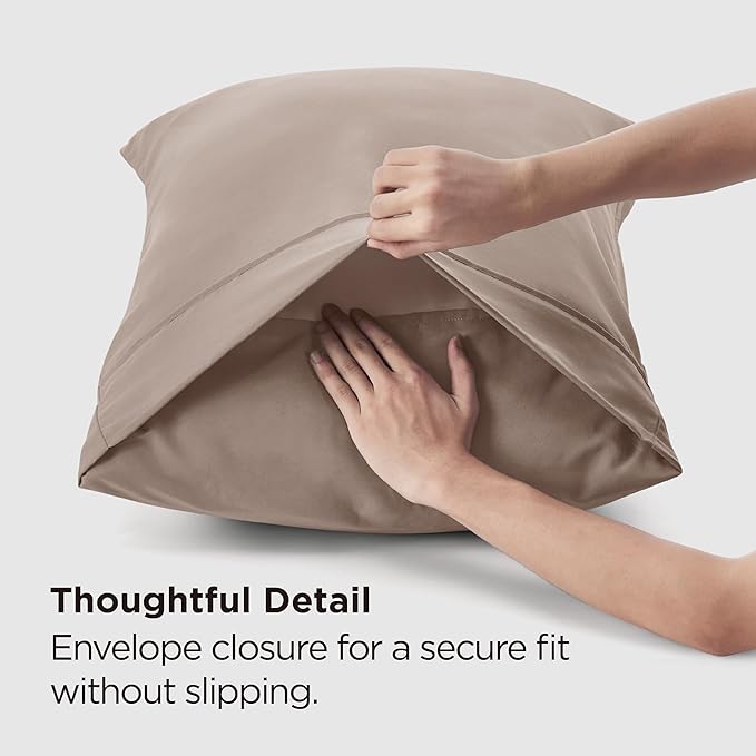 Bedsure Pillowcases Standard Size Set of 2 - Khaki Standard Pillow Cases 2 Pack 20 x 26 inches, Brushed Microfiber, Pillow Case Covers with Envelope Closure
