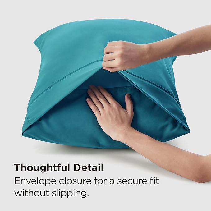 Bedsure Pillow Cases Standard Size Set of 2 - Teal Brushed Microfiber Pillowcases, Super Soft Pillowcase, Pillow Case Covers with Envelope Closure, Wrinkle, Fade and Stain Resistant, 20x26 Inches