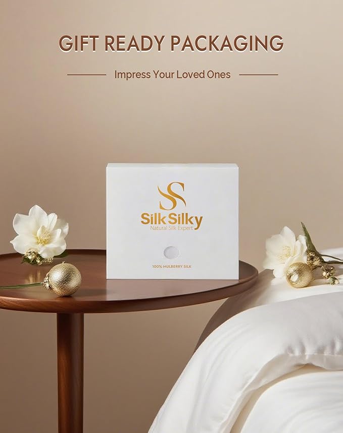 SilkSilky 100% Mulberry Silk Pillowcase - Pure 22 Momme High-Grade 6A Fibers for Hair & Skin, Envelope Closure, Natural, Organic, Breathable & Cooling Pillow Case (Standard, Dark Blue)