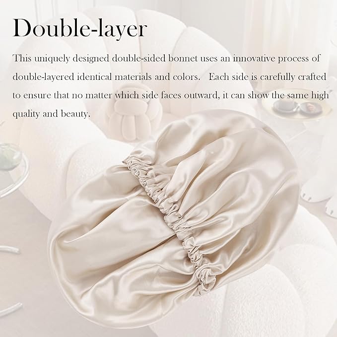 Satin Bonnet Double Layer Silk Bonnet for Sleeping Women Hair Care for Natural Curly