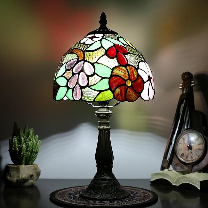 Tiffany Table lamp, Suitable for Bedroom nightstands and Living Rooms. A Colored Glass Table lamp with a Size of 8 inches, which can be Used as a Reading lamp for Home and Office.