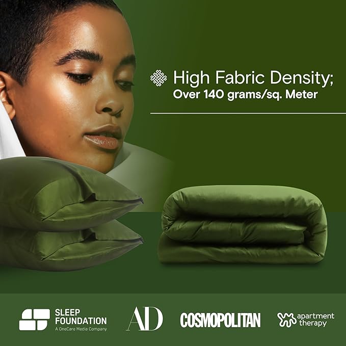 DOZ Duvet Cover Set, 100% Viscose derived from Bamboo, Organically Grown, Buttery Soft, Cooling Duvet Covers, High GSM, 1 Duvet Cover and 2 Pillowcases, 106"x90" (Forest, King/Cal King)