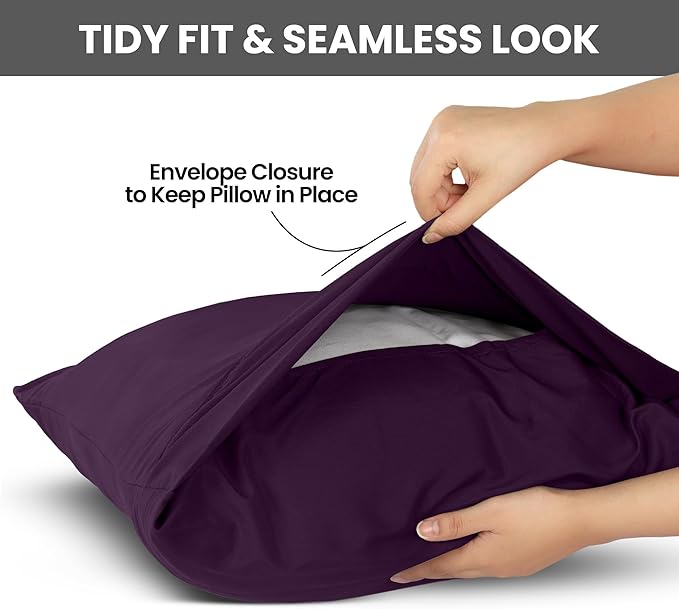 Pillow Covers by Utopia Bedding - King Size 2-Pack – Soft Brushed Microfiber – Perfect for Hospitals, Hotels, Guest Rooms – Oeko-TEX Certified, 20x40 Inches (Dark Purple)