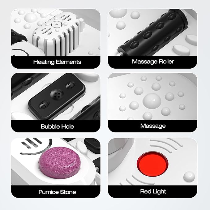 Collapasible Foot Spa Bath Massager with Heat, Pedicure Foot Spa with Bubbles, Temperature Control, Foot Soaking Tub for Home, Office, Foot Soaker Gift for Men and Women