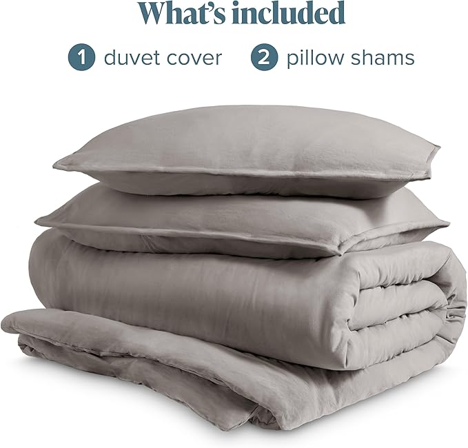 Bare Home Microfiber Duvet Cover Set - Ultra Soft Washed Microfiber - Full Size - Linen-Like Look - Easy Care - Breathable Fabric - Our Softest Duvet Cover Set (Full, Frost Grey)