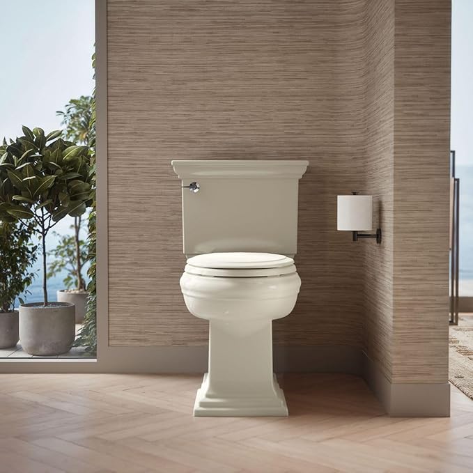KOHLER 4734-RL-96 Rutledge ReadyLatch Soft Close Elongated Toilet Seat, Quiet-Close Lid, Grip-Tight Bumpers, Installation Hardware, Home Essentials, Biscuit