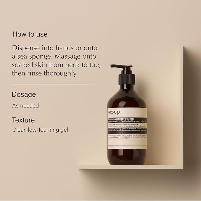 Aesop Geranium Leaf Body Cleanser + Refill | Invigorating Cleansing Gel | Alternative to Conventional Soap | 16.9 oz, Pack of 2