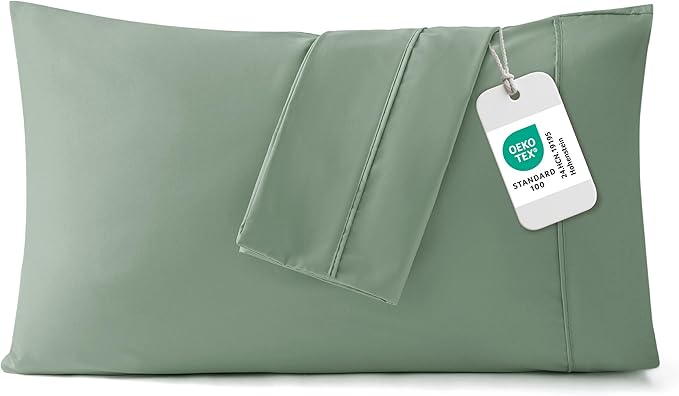 Bedsure King Size Pillow Cases Set of 2 - Sage Green Brushed Microfiber Pillowcases 2 Pack, Super Soft Pillow Case Cover with Envelope Closure, Wrinkle, Fade and Stain Resistant, 20x36 Inches