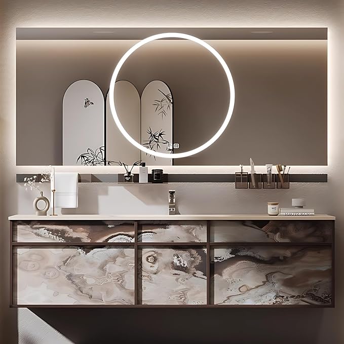 60in Bathroom Vanities Set - Bathroom Vanity with Sink, Tall Storage, Smart Defogging Mirror, Integrated Sink & 2 Large Drawer | Floating Cabinet
