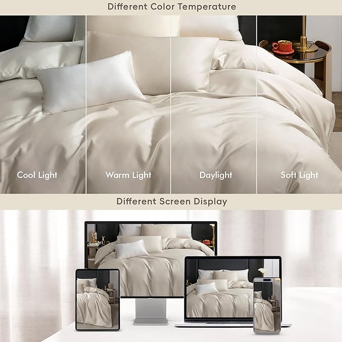 MooMee Duvet Cover Set 100% Extra Long Staple Cotton 600 Thread Count Silky Sateen Smooth Luxury Soft Breathable Durable Hotel Quality Bedding, 3 Pieces (Baby Blue, Queen 90"x90")