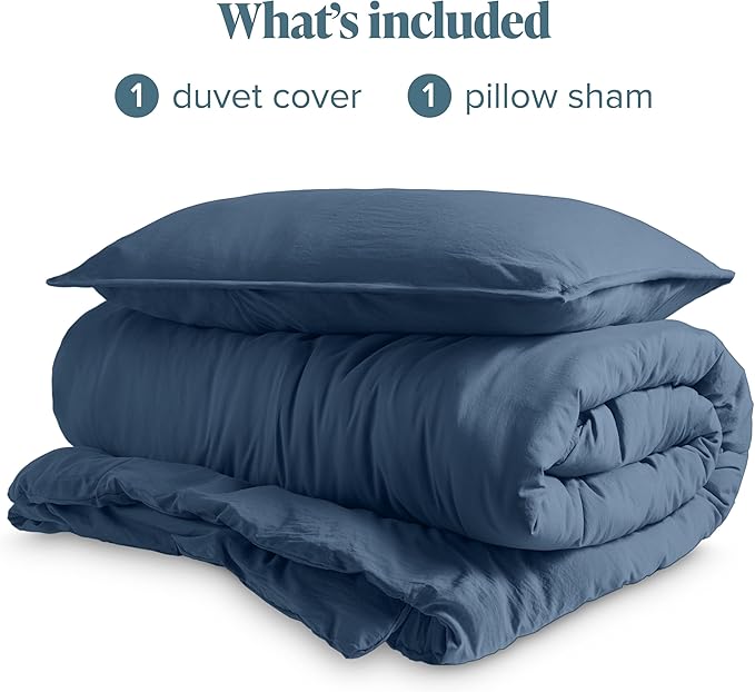 Bare Home Microfiber Duvet Cover Set - Ultra Soft Washed Microfiber - Twin/Twin Extra Long - Linen-Like Look - Easy Care - Breathable Fabric - Our Softest Duvet Cover Set (Twin/Twin XL, Bering Sea)