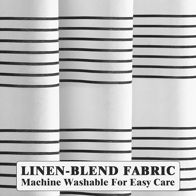 Awellife Black and White Boho Shower Curtain for Bathroom Stripe Tassel Shower Curtain Farmhouse Cotton 84" L x 72" W