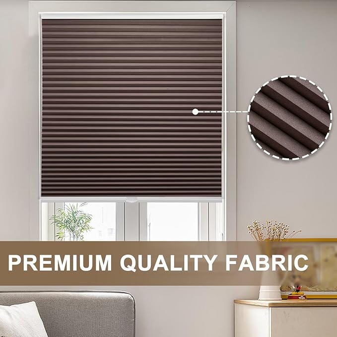 MYshade 1.5-Inch Cellular Cordless Blackout Shades,Thermal Insulating Noise Reducing Waterproof Blinds,Honeycomb Window Treatments for Indoor Light Control (Taupe-34 W x 72" H)