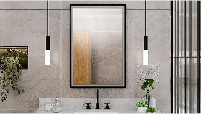 DreamLine Brilliance 36 in. H x 24 in. W Rectangular Light-up Mirror, Matte Black