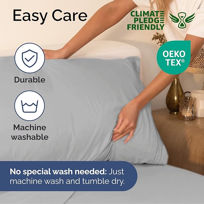Cal King 4-Piece Sheet Set - Extra Soft, Breathable & Cooling - Hotel Luxury Durable Bed Sheets - Deep Pockets, Easy-Fit, Wrinkle-Free in Soft Grey Oeko-Tex
