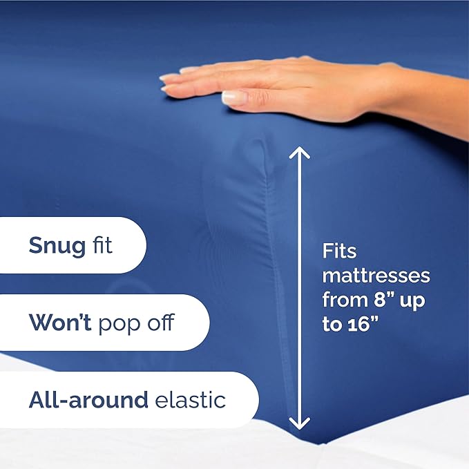 King Size 4 Piece Sheet Set - Extra Soft, Breathable & Cooling Sheets - Hotel Luxury Durable Bed Sheets for Women & Men - Deep Pockets, Easy-Fit & Wrinkle-Free Sheets - Cobalt Blue Oeko-Tex Bed Sheets