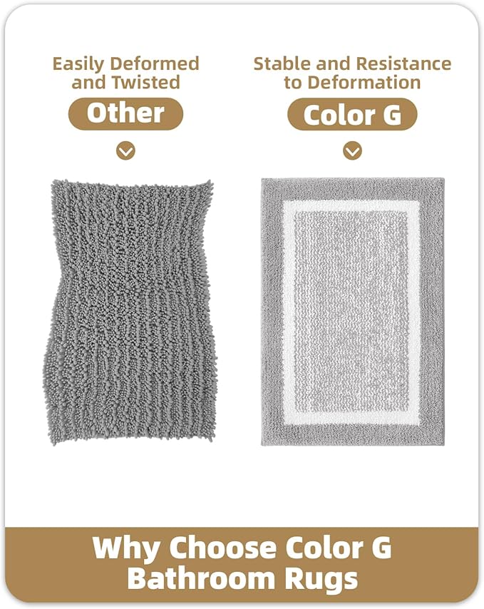 Color&Geometry Simple and Stylish Bathroom Runner Non Slip, 24"x43" Gray Bath Runner Rug, Absorbent, Soft, Washable, Microfiber Bath Mat Bathroom Carpet