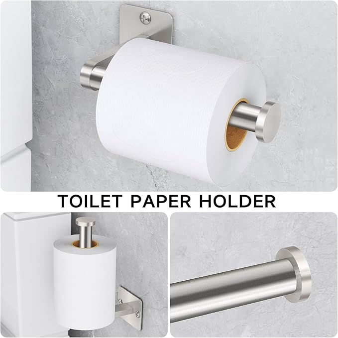 20 Pieces Bathroom Accessories Set, Brushed Nickel Bathroom Hardware Set, 24 inch Towel Bar, Towel Racks for Bathroom, Robe Towel Hooks, Toilet Paper Holder Wall Mounted