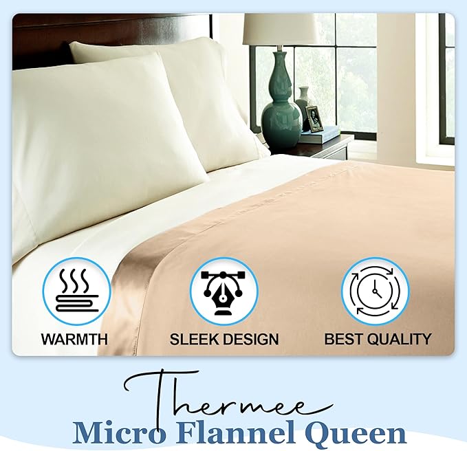 Thermee Micro Flannel Twin Size Blankets, Lightweight All Seasons Cozy Blanket, Throw Blankets for Home and Living Room, Comfy & Soft Blanket for Couch, Machine Wash, No Pilling -Tan