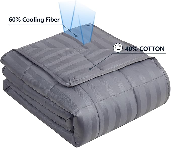 Weighted Blanket Queen Size (60"x80" 15lbs),Ultra Soft and Cozy Cooling Weighted Blanket Queen Size for Adult,Heavy Blanket with Machine Washable Soft Blanket, Stripe Grey