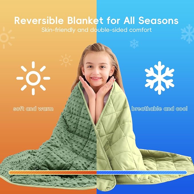 yescool Weighted Blanket 7 Pounds Moss Green Twin Size Cooling Weighted Throw Blanket, Minky Heavy Blankets Warm Weighted Comforter, Big Washable Thick Blankets Gift for 60-90lbs, 40 * 60in